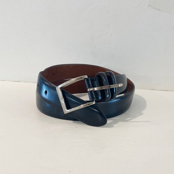 Cole Haan Mens Dress Belt Black Leather Crafted in Canada Solid Brass Buckle - Picture 1 of 14